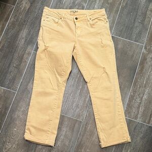 Dear John Playback Cuffed, cropped straight leg mustard Tan Denim